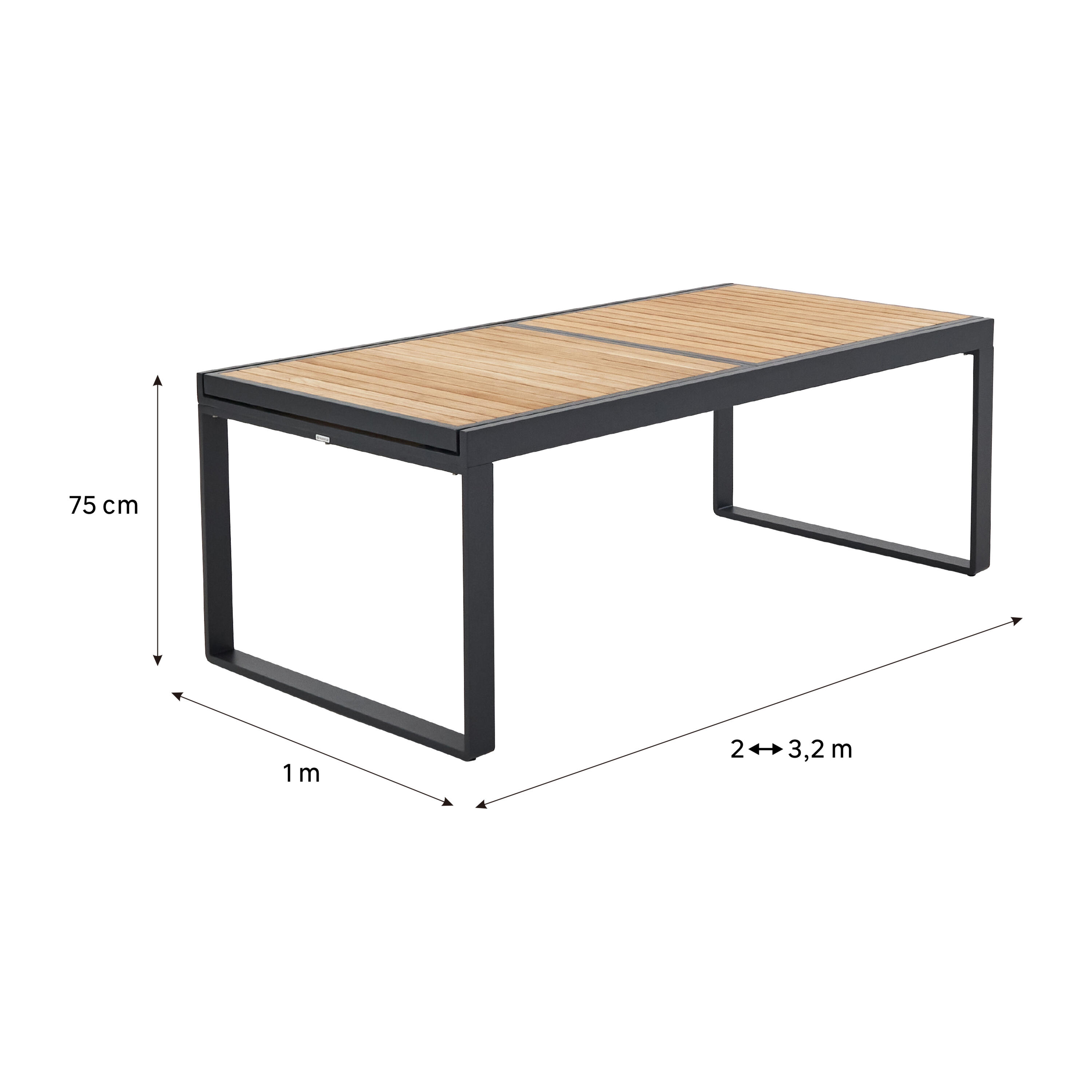 Mesa extensível madeira teca e alumínio 200/320X100 cm cinza esc Naterial Persea - 4
