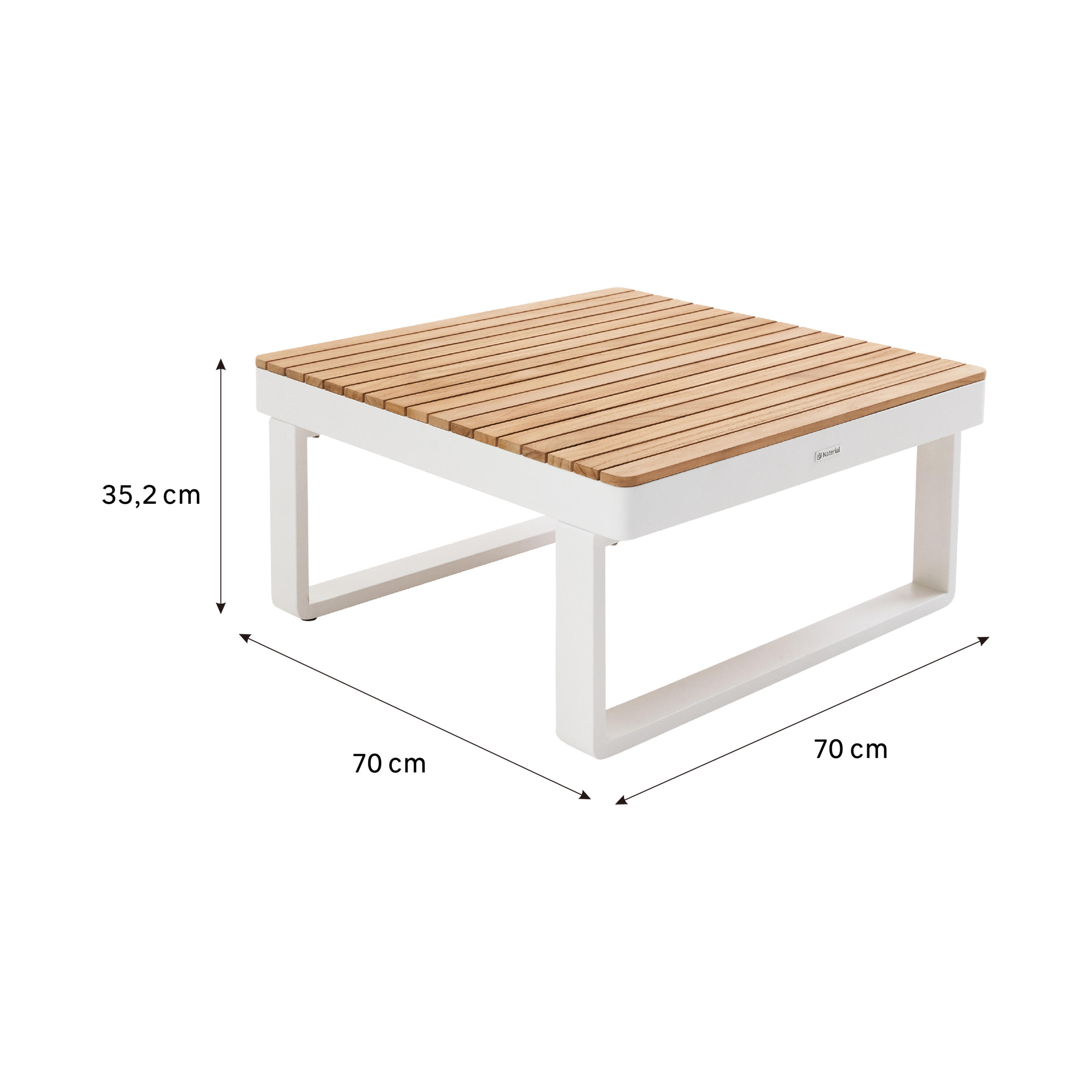 Mesa de centro de jardín de aluminio Persea blanco de 70x35.2x70 cm - 2
