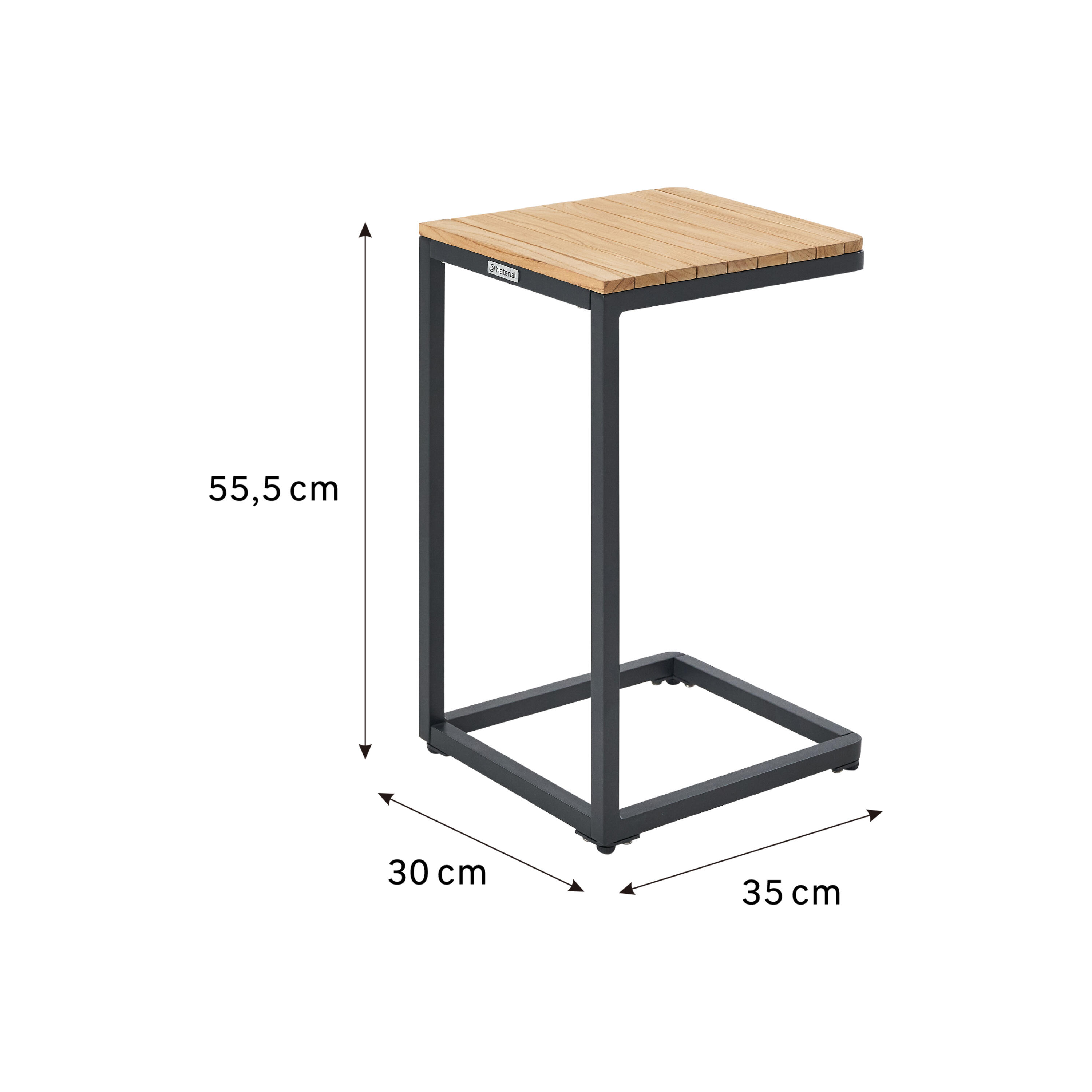 Mesa lateral em madeira teca e alumínio cinzento escuro Naterial Persea - 8
