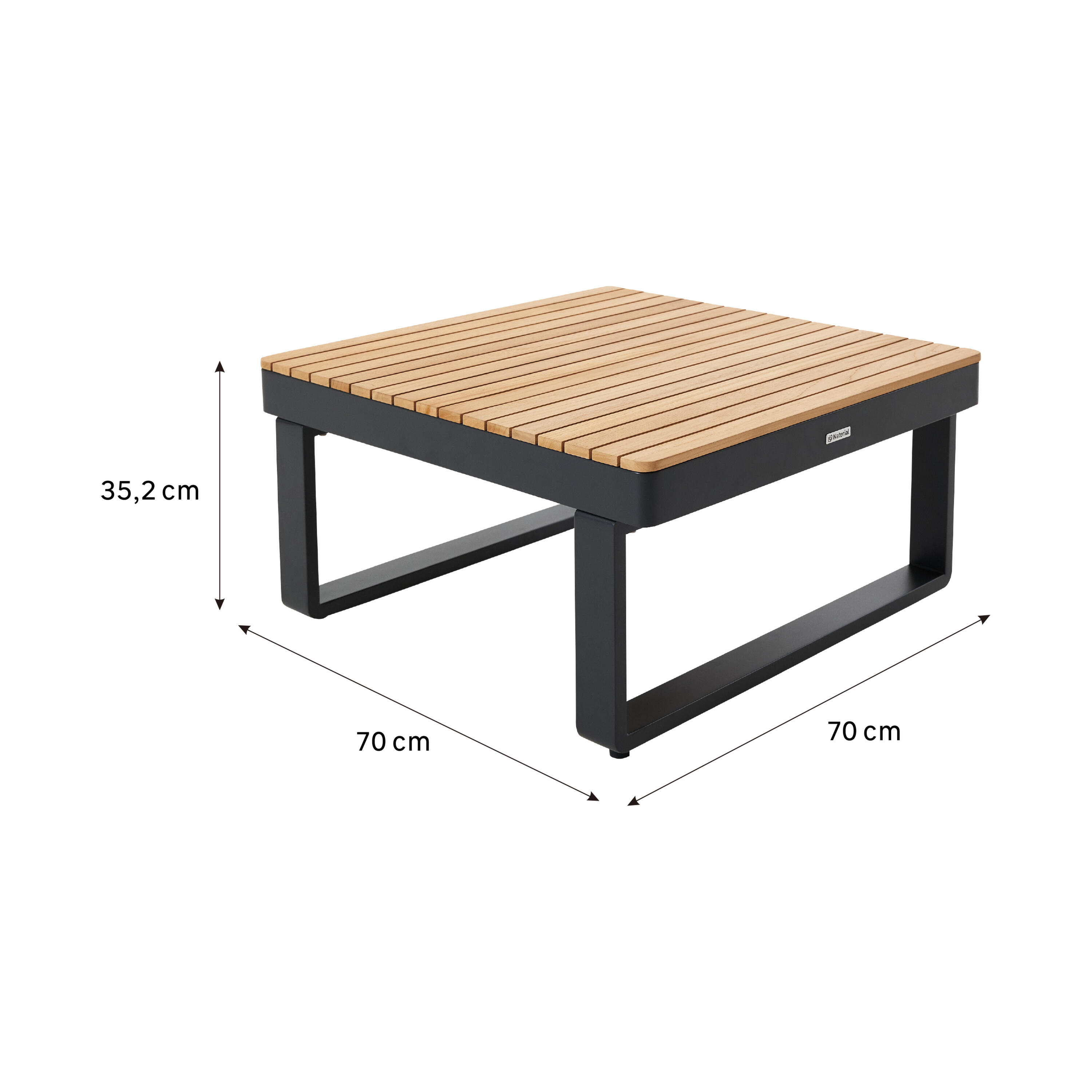 Table basse en aluminium et teck gris anthracite 70x70 cm Persea NATERIAL - 5
