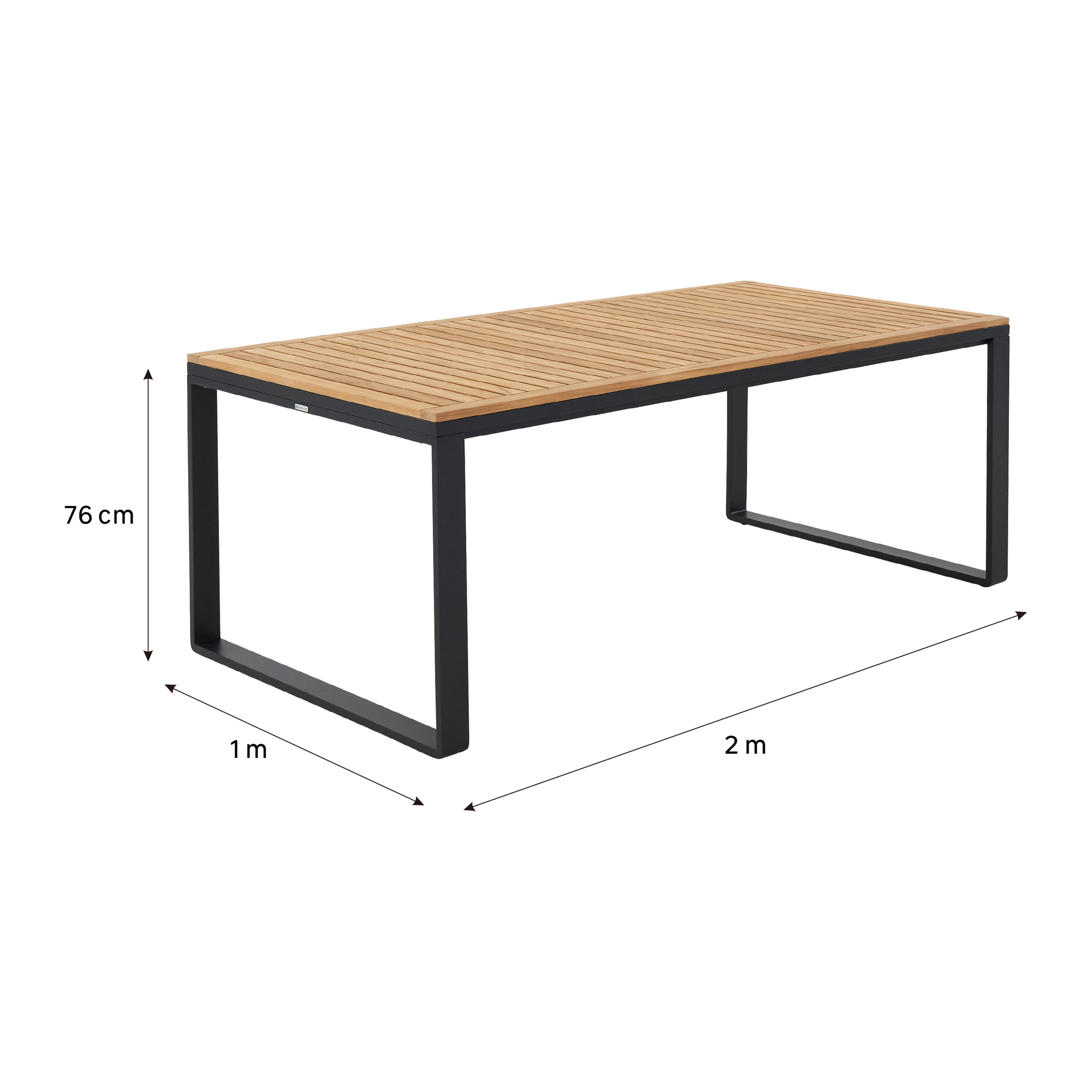 Tavolo da pranzo per giardino Persea NATERIAL in alluminio con piano in teak Teak naturale per 8 persone 100x200cm - 4