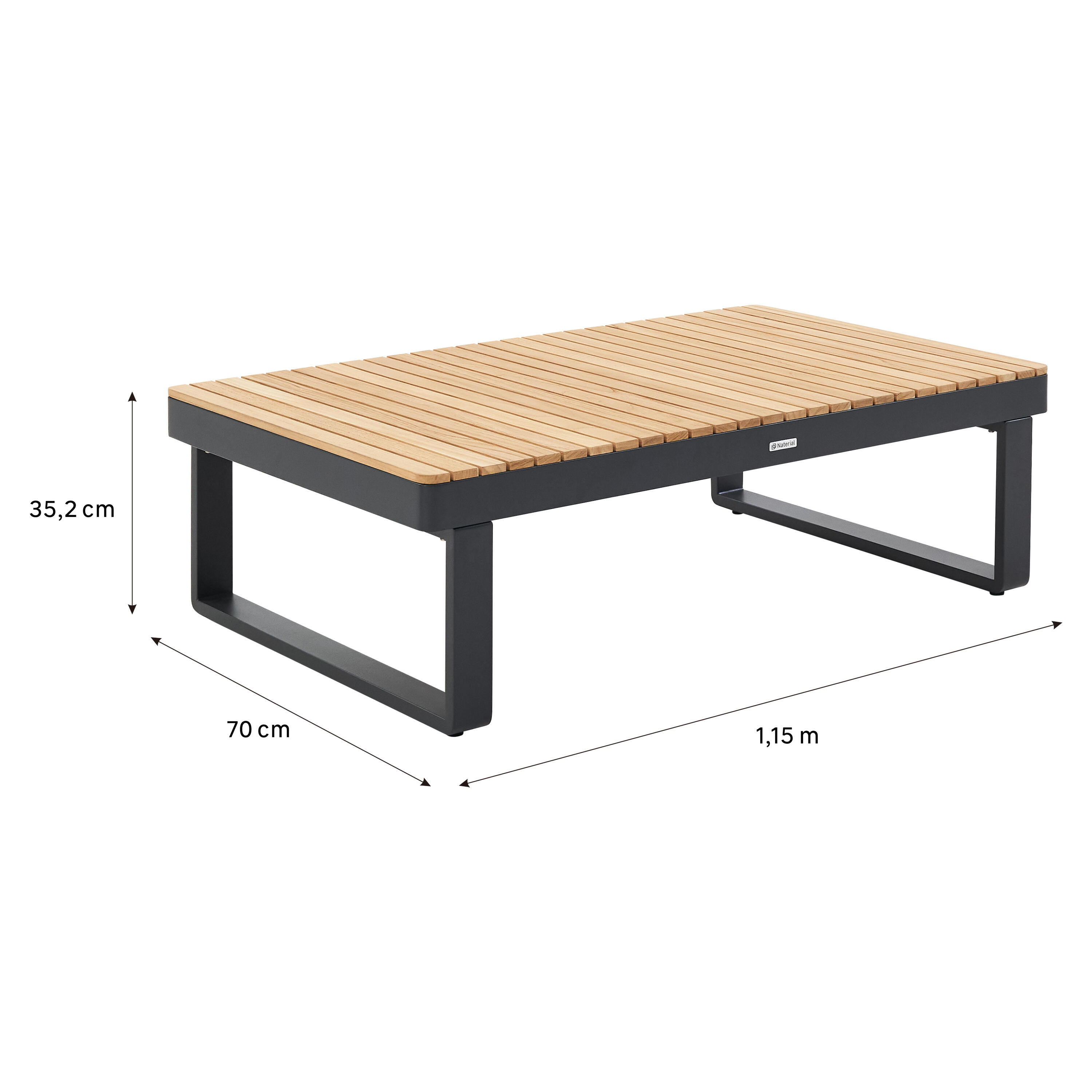 Tavolino da caffè da giardino Persea NATERIAL in alluminio con piano in teak Teak naturale per 1 persona 115x70cm - 4