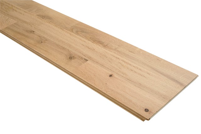Parquet bois contrecollé à clipser Chêne naturel 3 frises Larg.21 cm