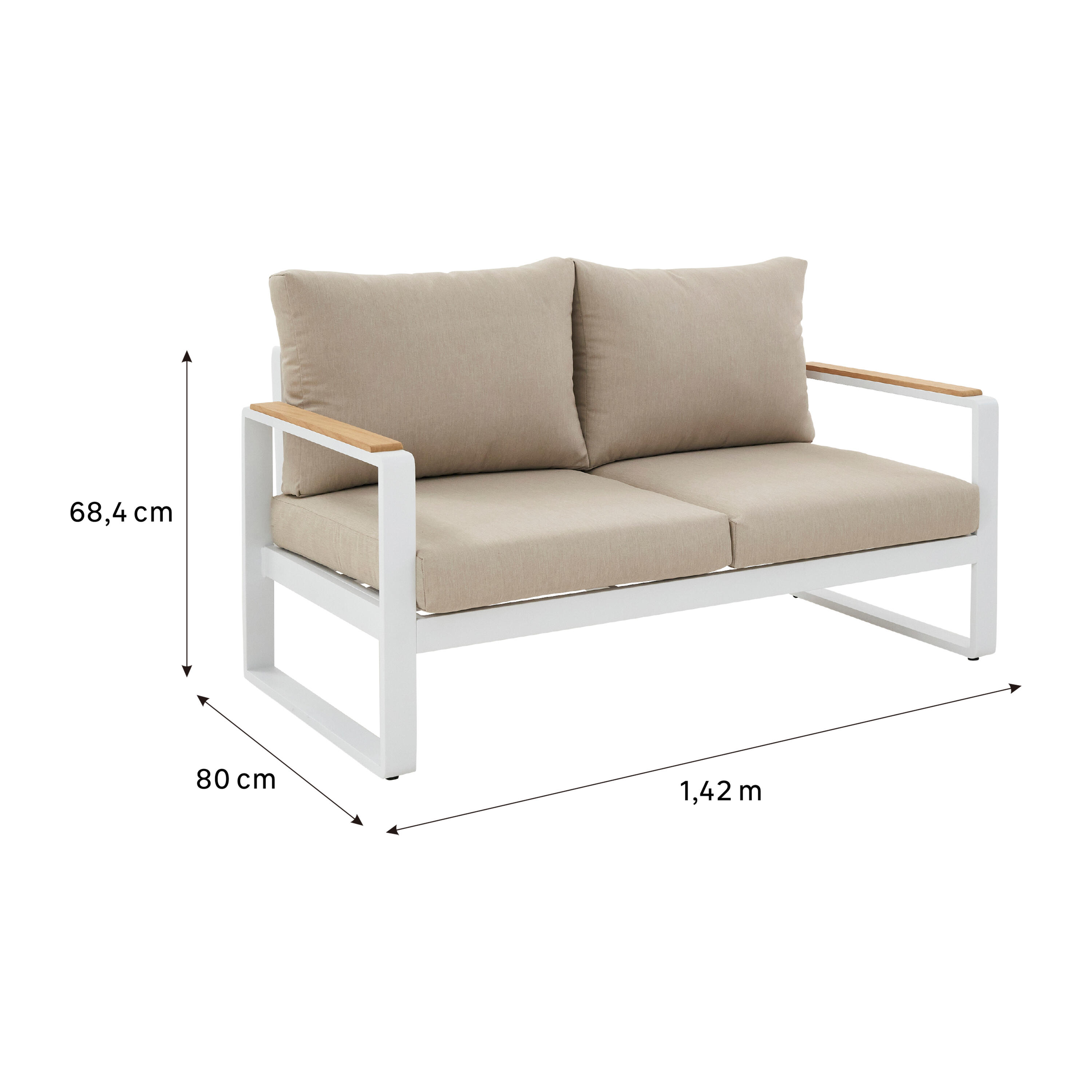 Canapé 2 places NATERIAL Persea en aluminium et teck blanc - 4