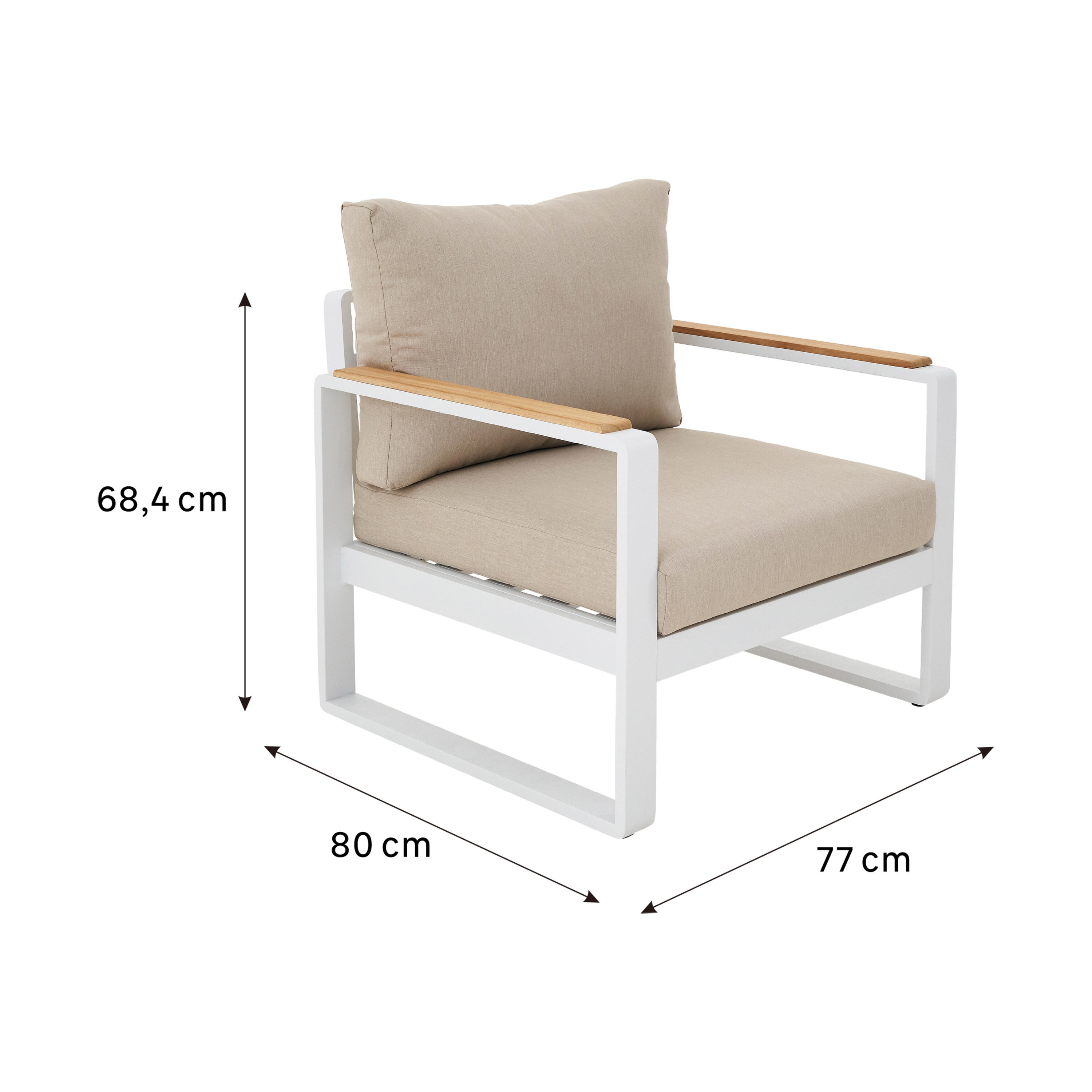 Sillón de jardín con cojín de jardín de aluminio Persea blanco - 2