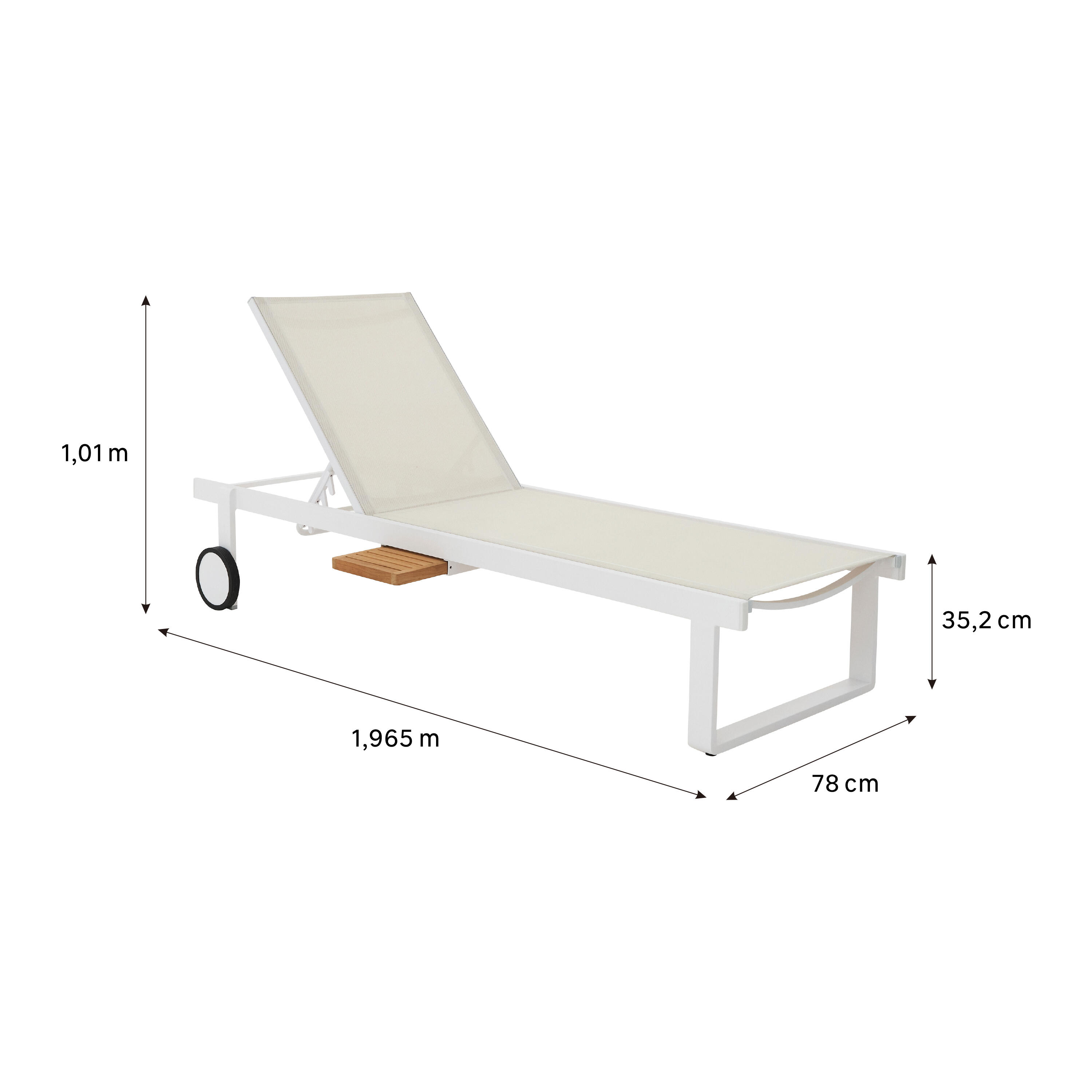 Espreguiçadeira alumínio branco com mesa lateral em teca Naterial Persea - 7