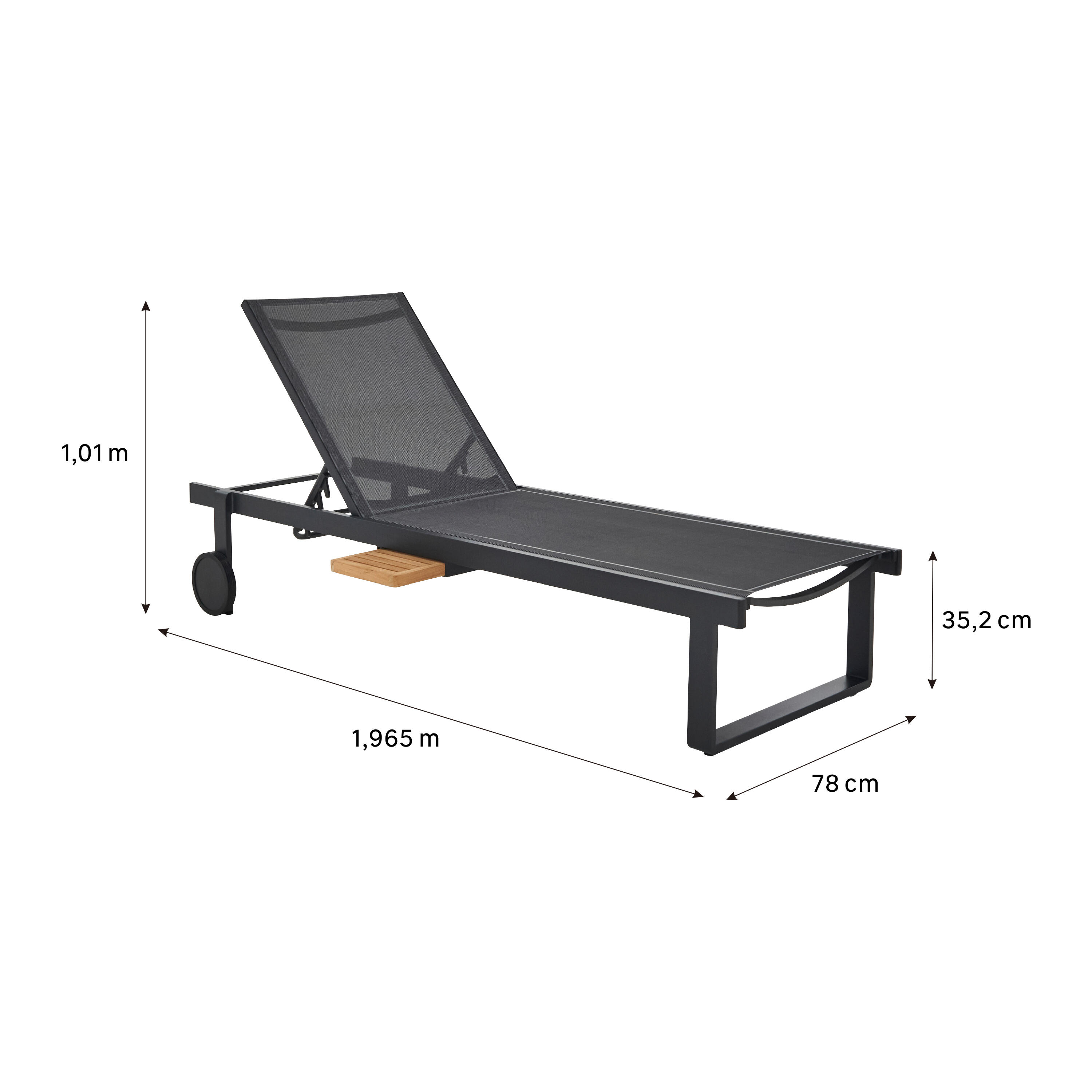 Lettino senza cuscino NATERIAL in alluminio grigio e seduta grigio - 6