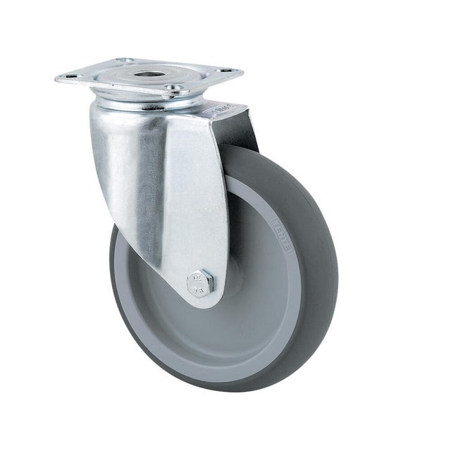 Roulette à platine pivotante caoutchouc thermoplastique Diam. 75 mm Haut.100 mm 75 kg