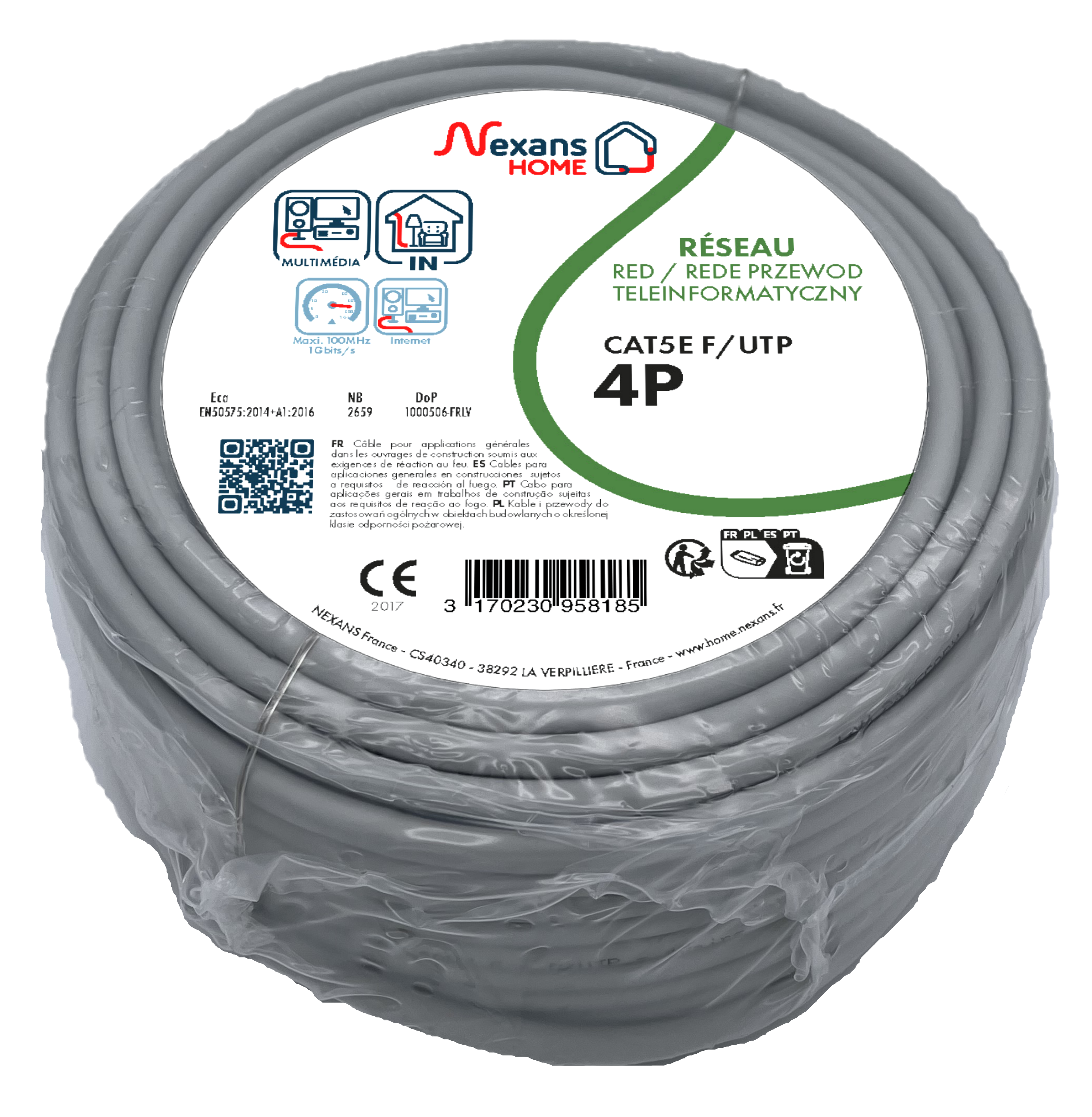 Câble électrique RJ45 gris, L.50 m - 3