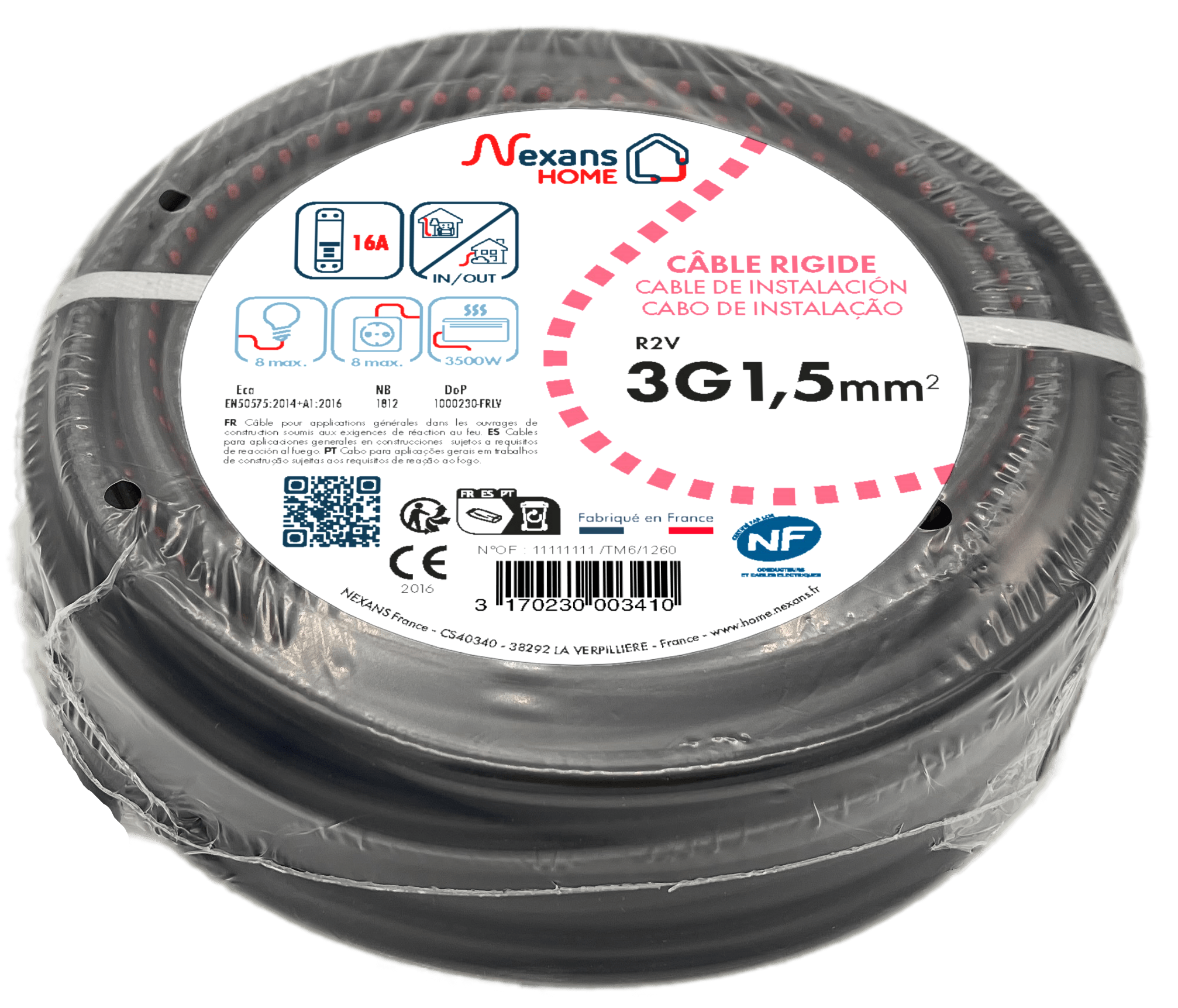Câble électrique 3 G 1.5 mm² u1000r2v L.3 m, noir - 4