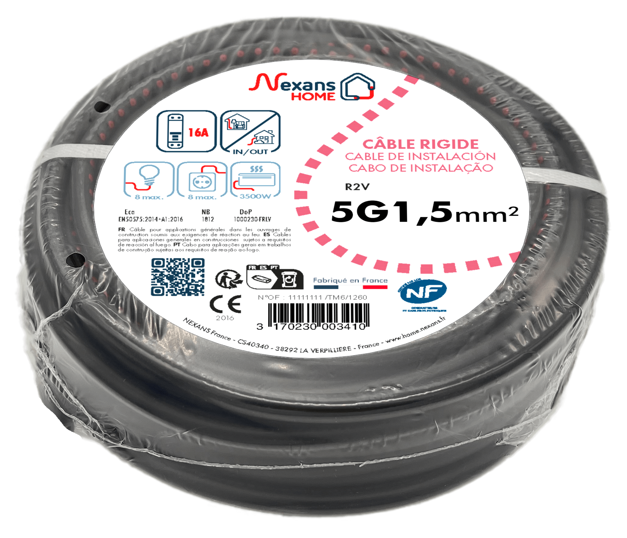 Câble électrique 5 G 1.5 mm² u1000r2v L.50 m, noir - 4