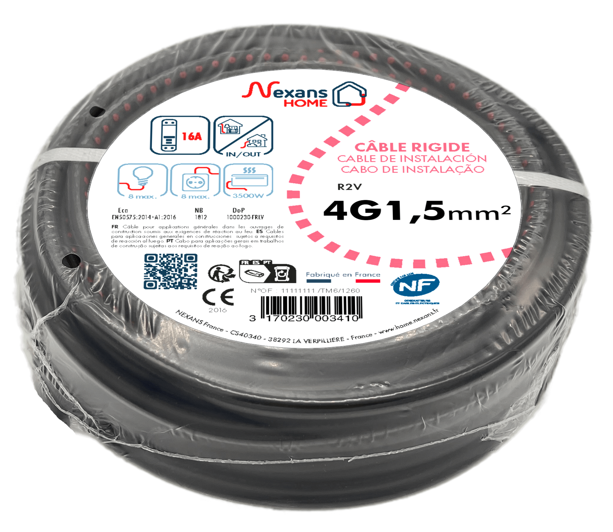 Câble électrique 4 G 1.5 mm² u1000r2v L.5 m, noir - 4