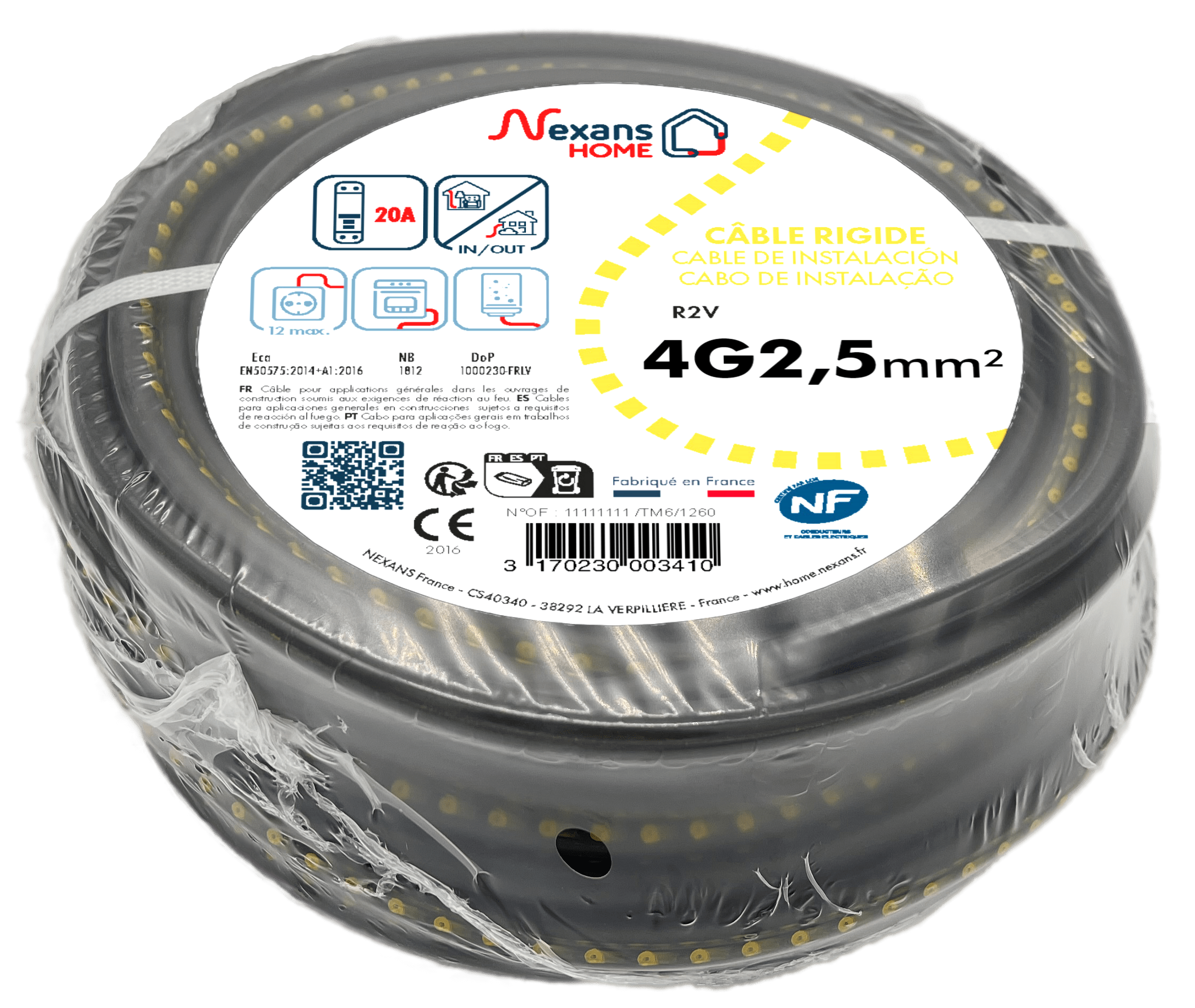 Câble électrique 4 G 2.5 mm² u1000r2v L.50 m, noir - 4