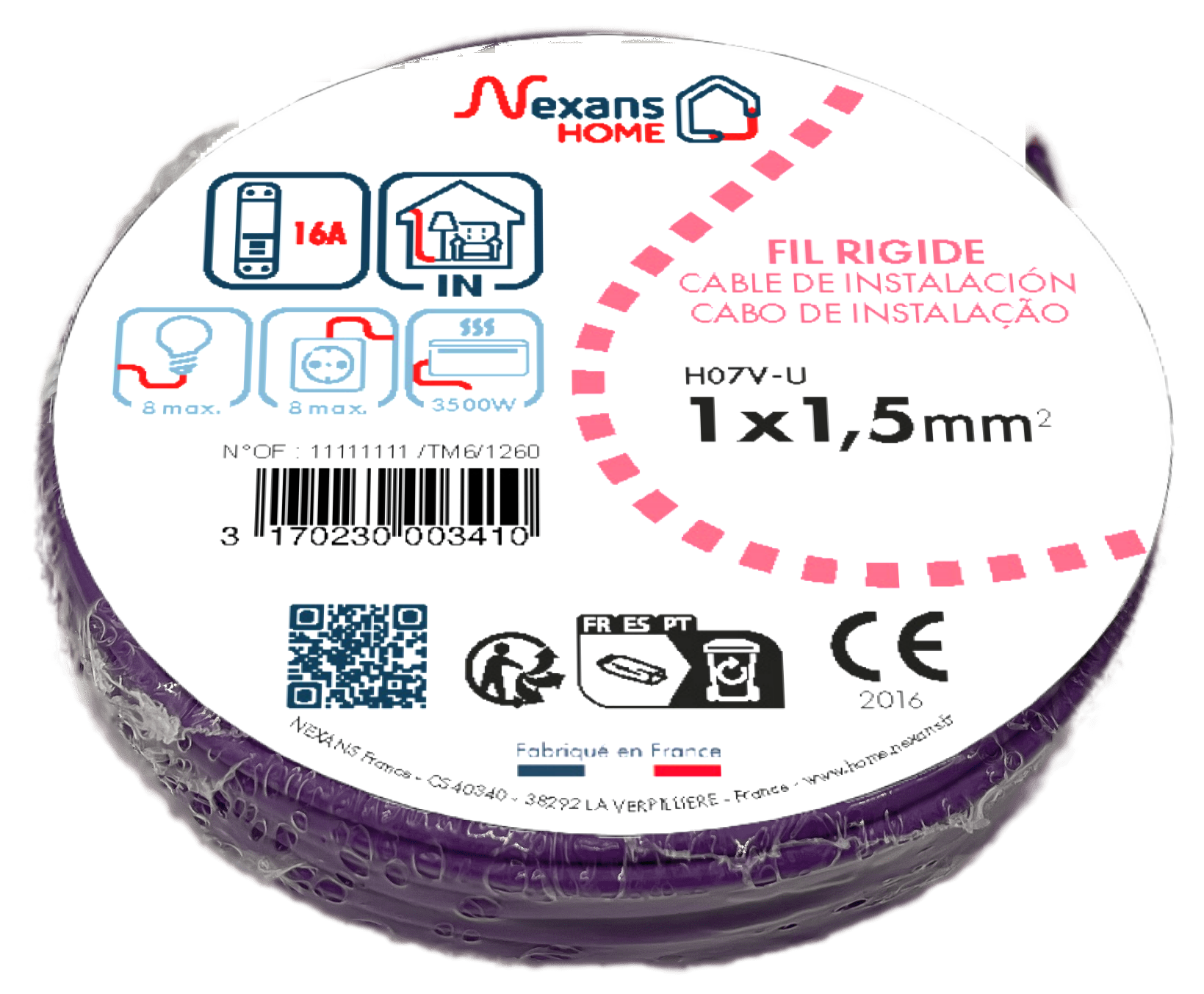 Fil électrique 1.5 mm² h07vu, en couronne de 10M violet - 3