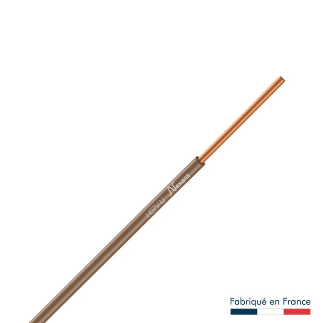 Fil électrique 1.5 mm² h07vu, en couronne de 100M marron