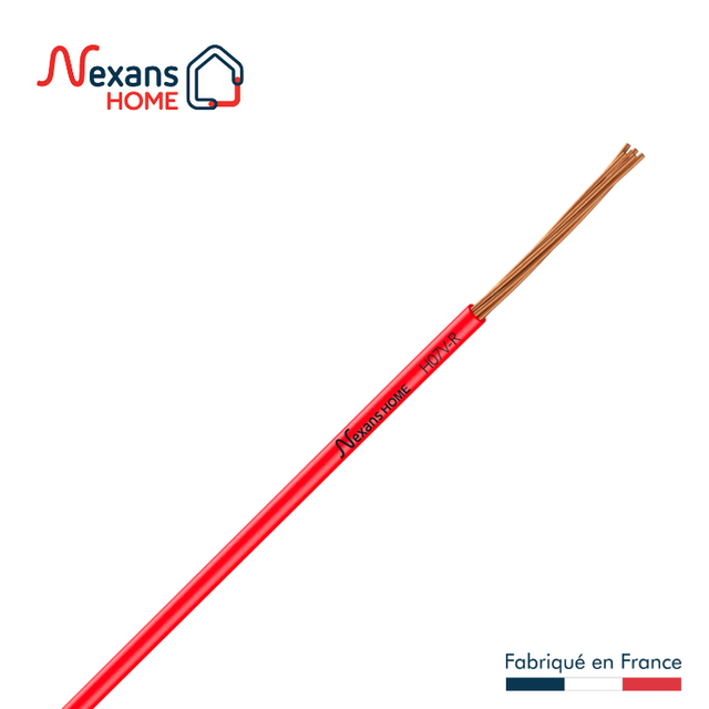 Fil électrique 10 mm² h07vr, à la coupe, rouge