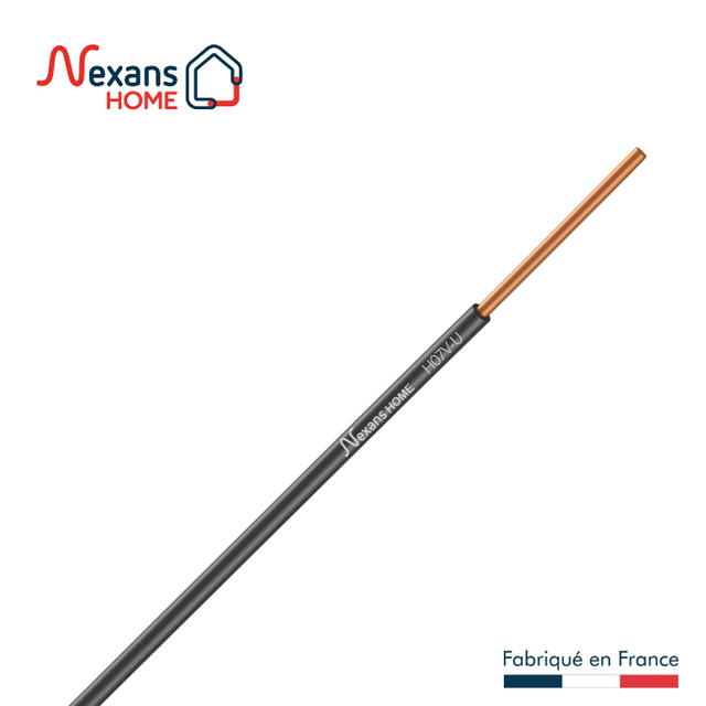 Fil électrique 2.5 mm² h07vu, en couronne de 25M noir