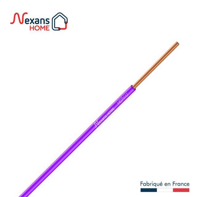 Fil électrique 1.5 mm² h07vu, en couronne de 25M violet