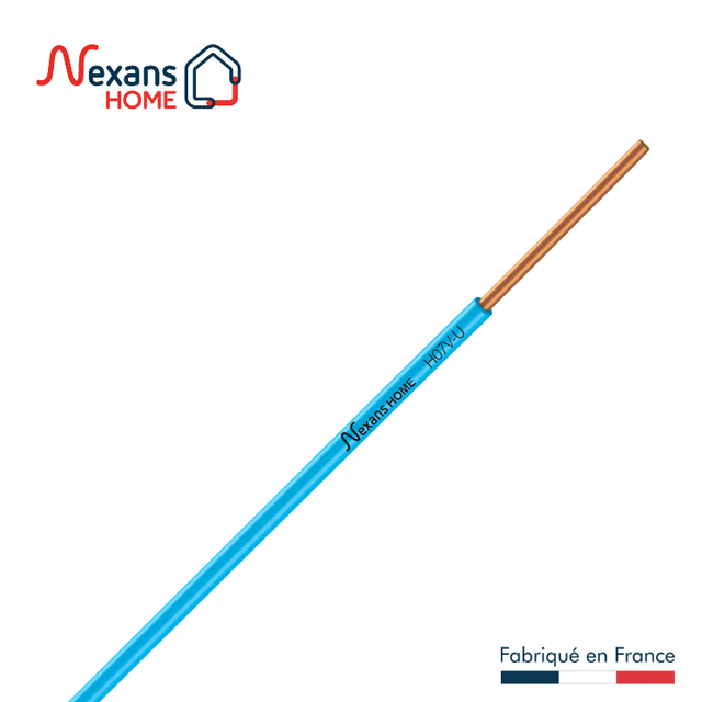 Fil électrique 1.5 mm² h07vu, en couronne de 25M bleu