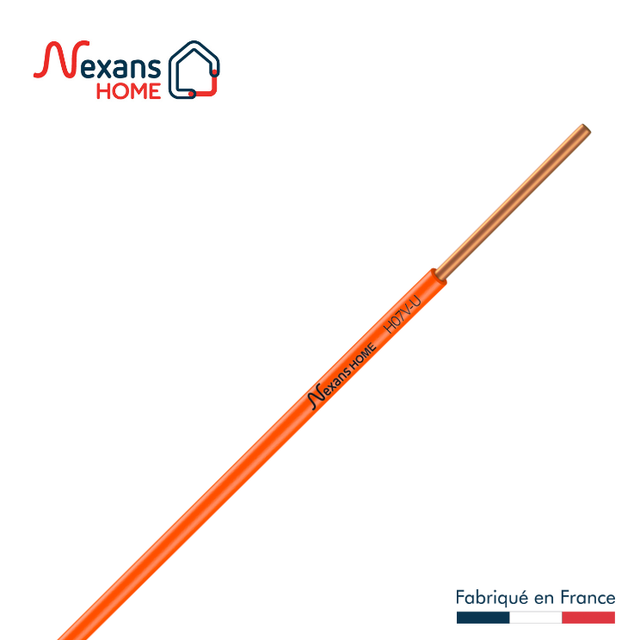 Fil électrique 1.5 mm² h07vu, en couronne de 25M orange