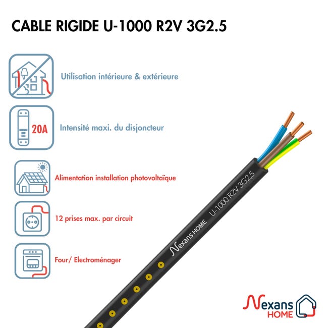 Rallonge pro 10M 230V HO7RNF 3G2.5 avec sortie triplette Rallonge pro 10M 230V HO7RNF 3G2.5 avec sortie triplette
