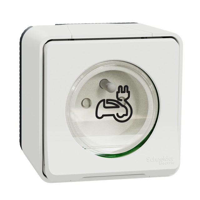 Mureva Styl - Prise courant 2P+T - saillie - IP55 - IK08 - connexion auto - blanc - SCHNEIDER