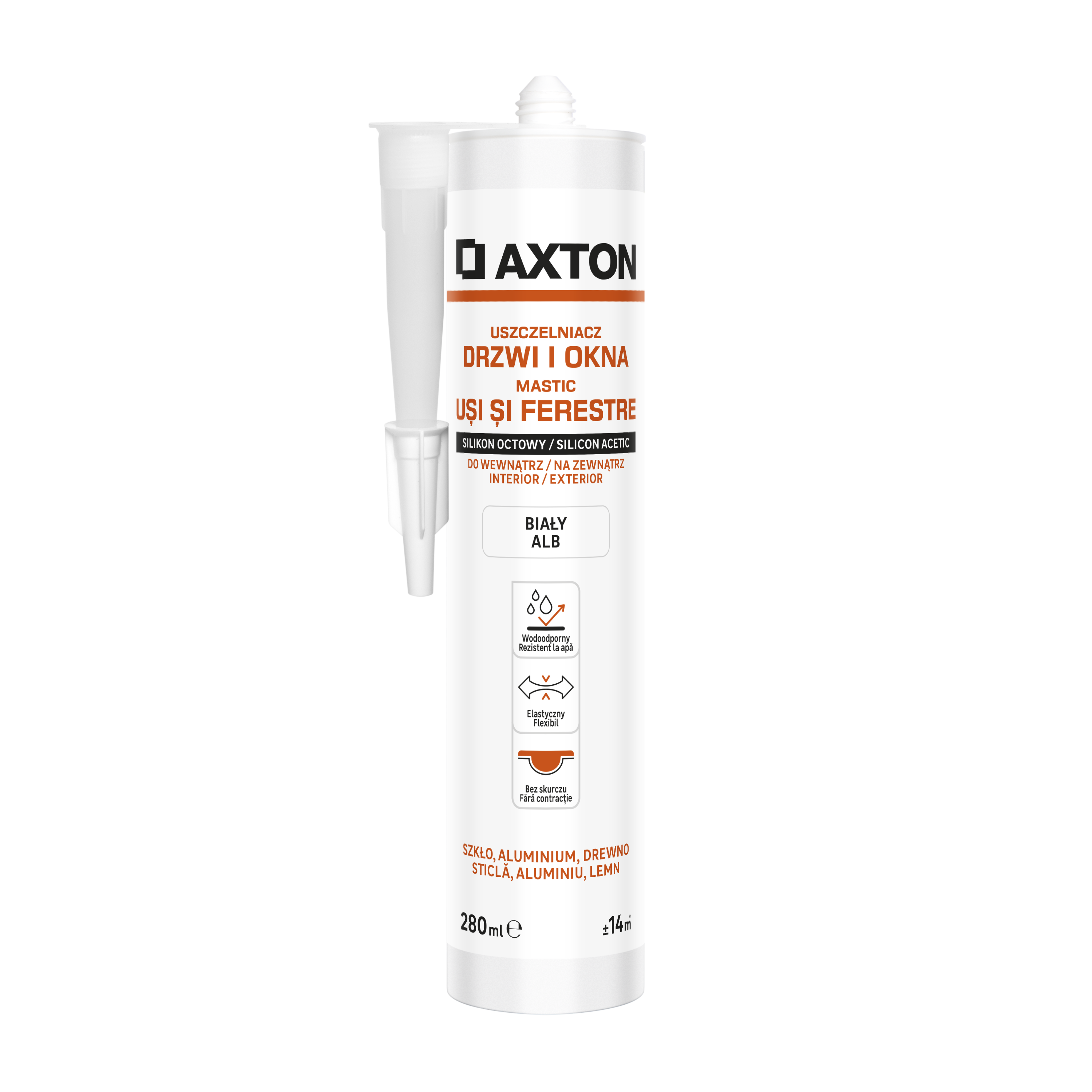 Silikon Drzwi i Okna biały 280 ml Axton