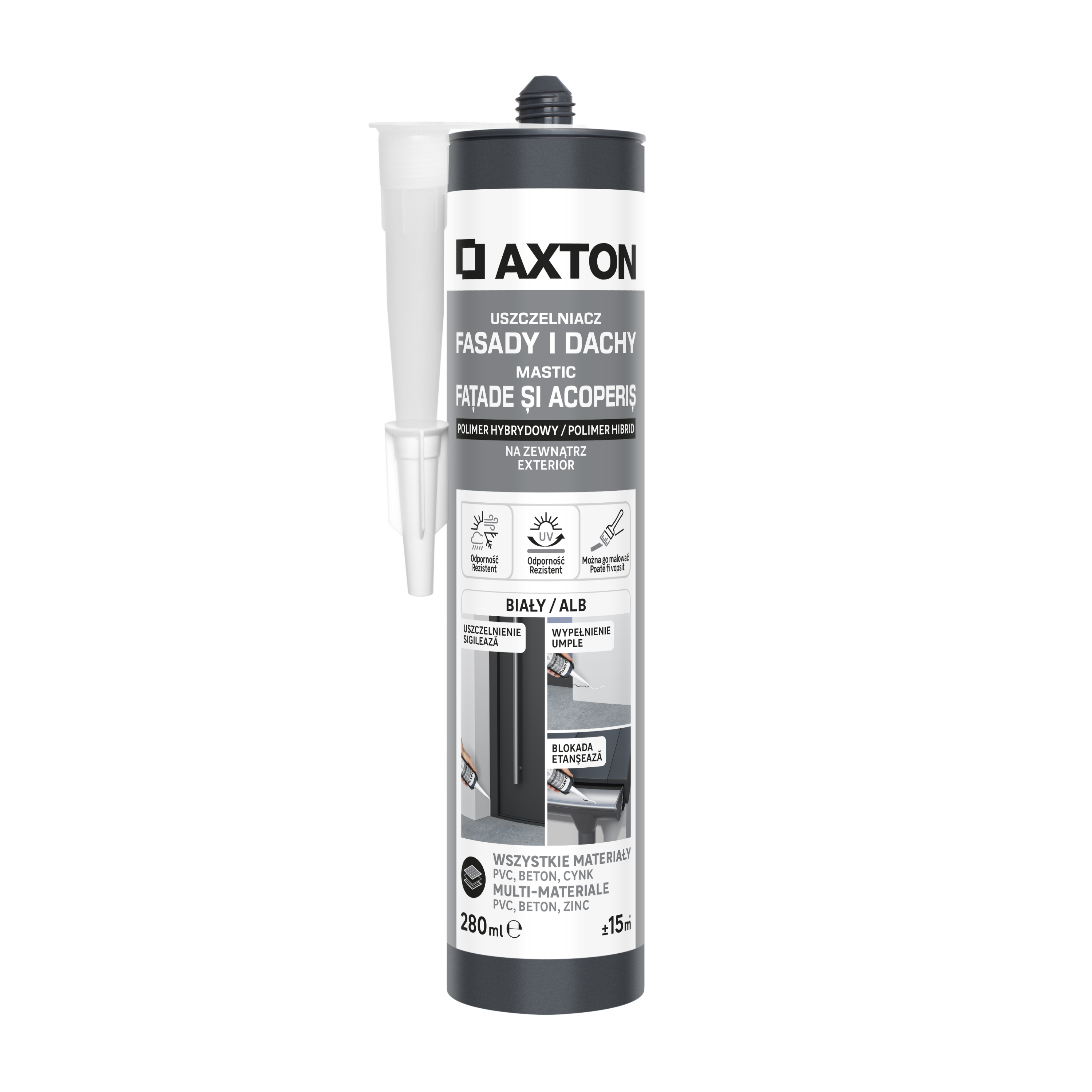 Uszczelniacz do fasad i dachów biały 280 ml Axton