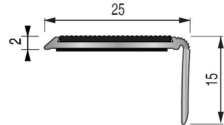 Nez de marche aluminium avec bande antidérapante auto-adhésif L.300 x l.2,50 cm 