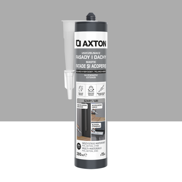 Uszczelniacz do fasad i dachów szary 280 ml Axton