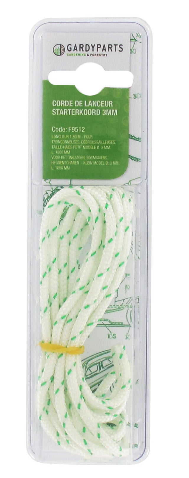  Corde lanceur de démarrage Diam. 3 mm Long. 1,80 m 