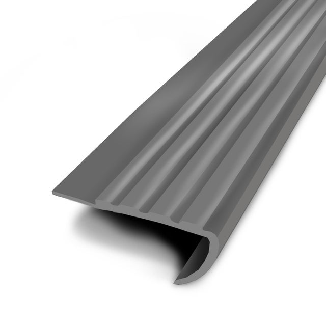 Nez de marche pvc gris strié à coller L.170 x l.6,50 cm 