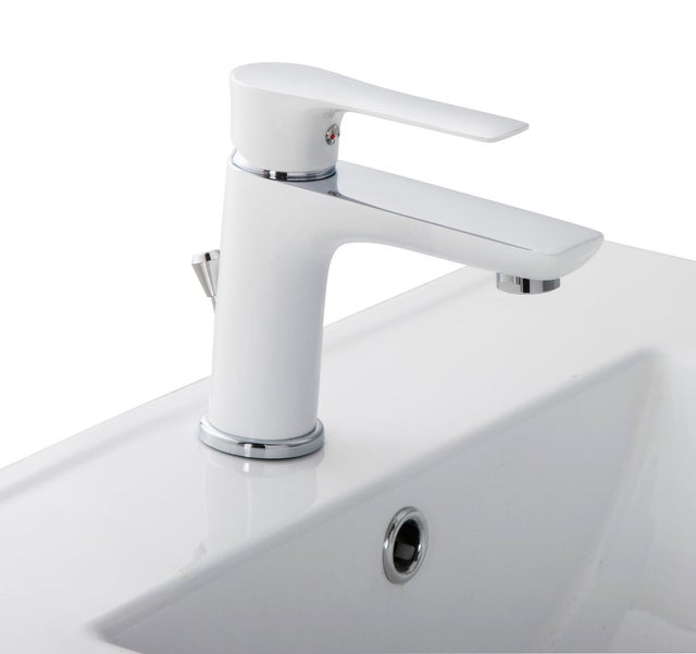 Mitigeur lavabo bec médium - Blanc et chromé - Lover