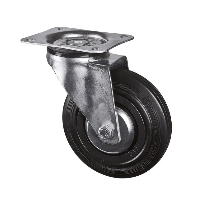 Roulette à platine pivotante caoutchouc semi-élastique Diam. 100 mm Haut.128 mm 75 kg