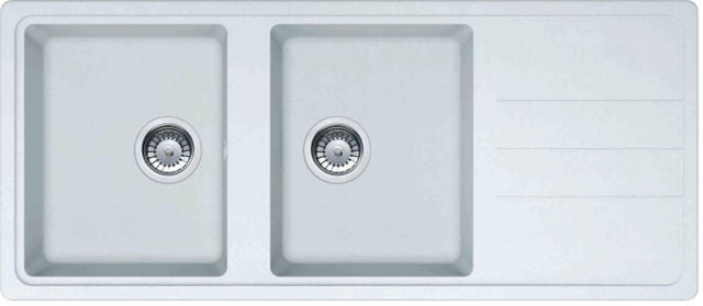 Evier à encastrer Blanc 2 cuves en Minéralite - 
