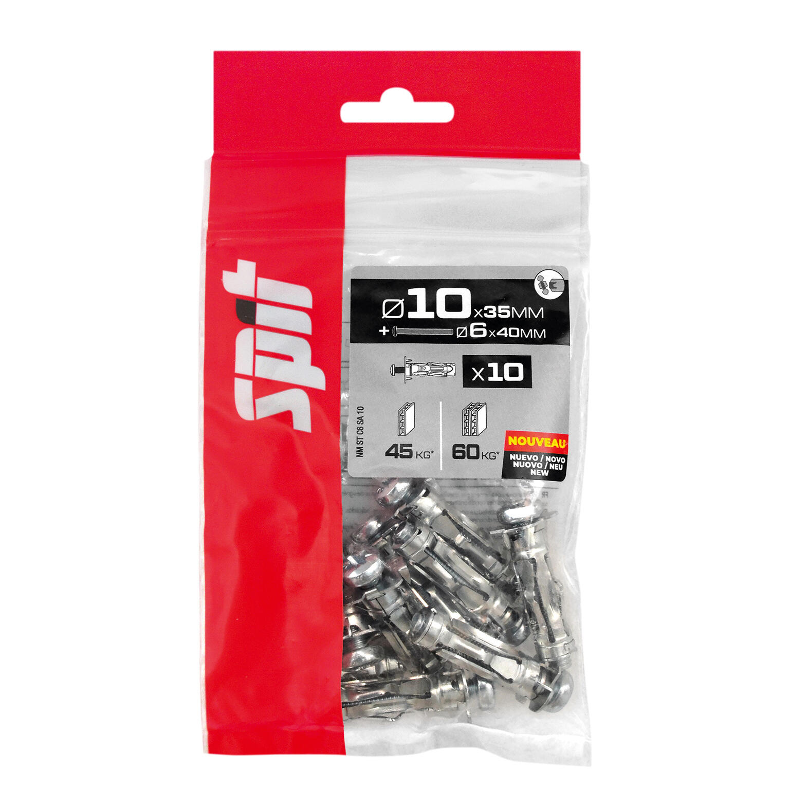 Cheville à expansion pour matériaux creux Diam.10 mm x 35 mm - SPIT Stellix (lot de 10) - 2