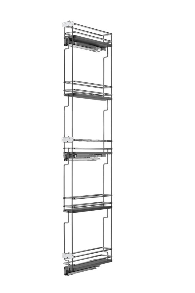 Rangement coulissant fond plat gris pour colonne de Larg.15 cm