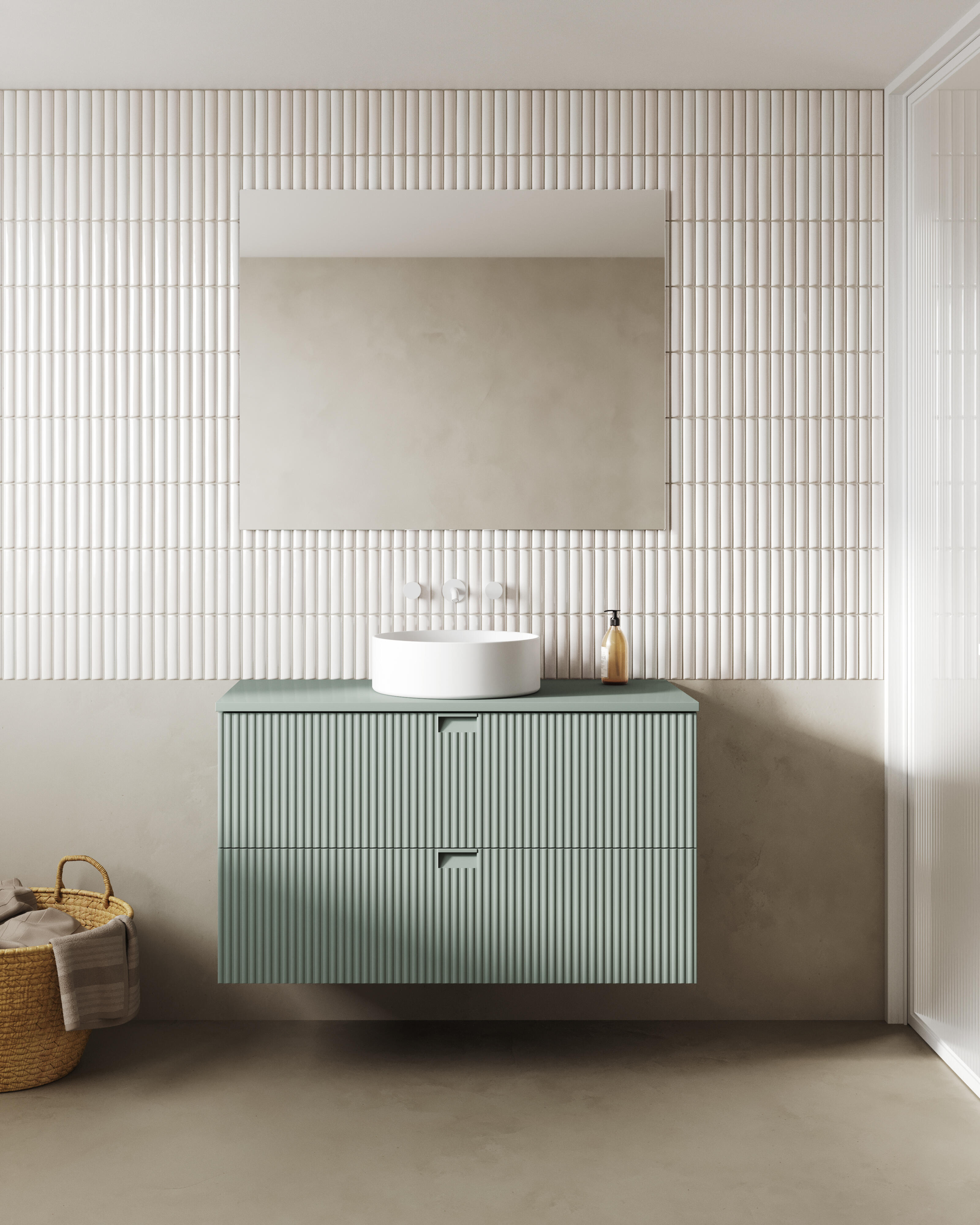 Mueble de baño con lavabo lignes verde 100x45.4 cm