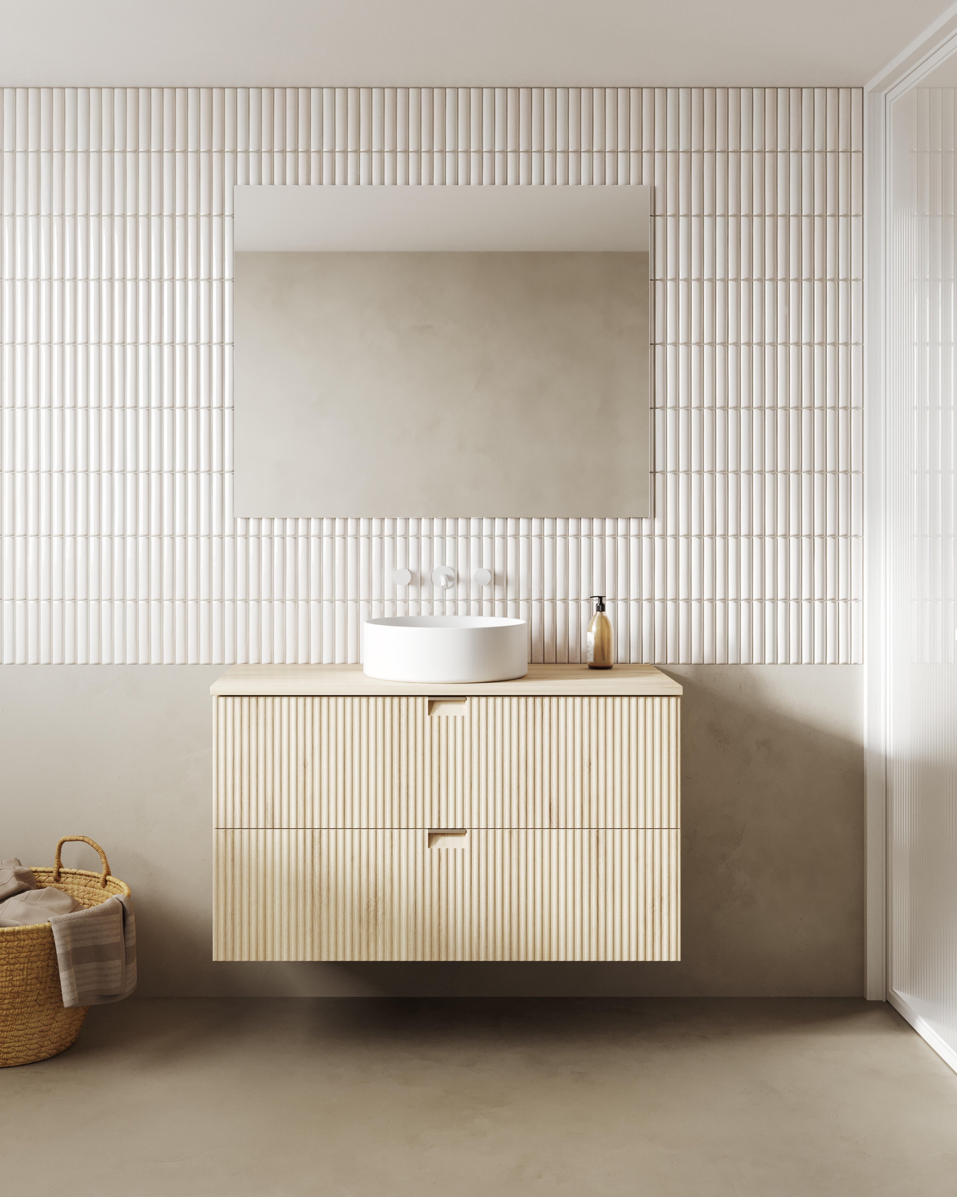 Mueble de baño Lignes beige 100x45.4 cm (lavabo no incluido) - 7