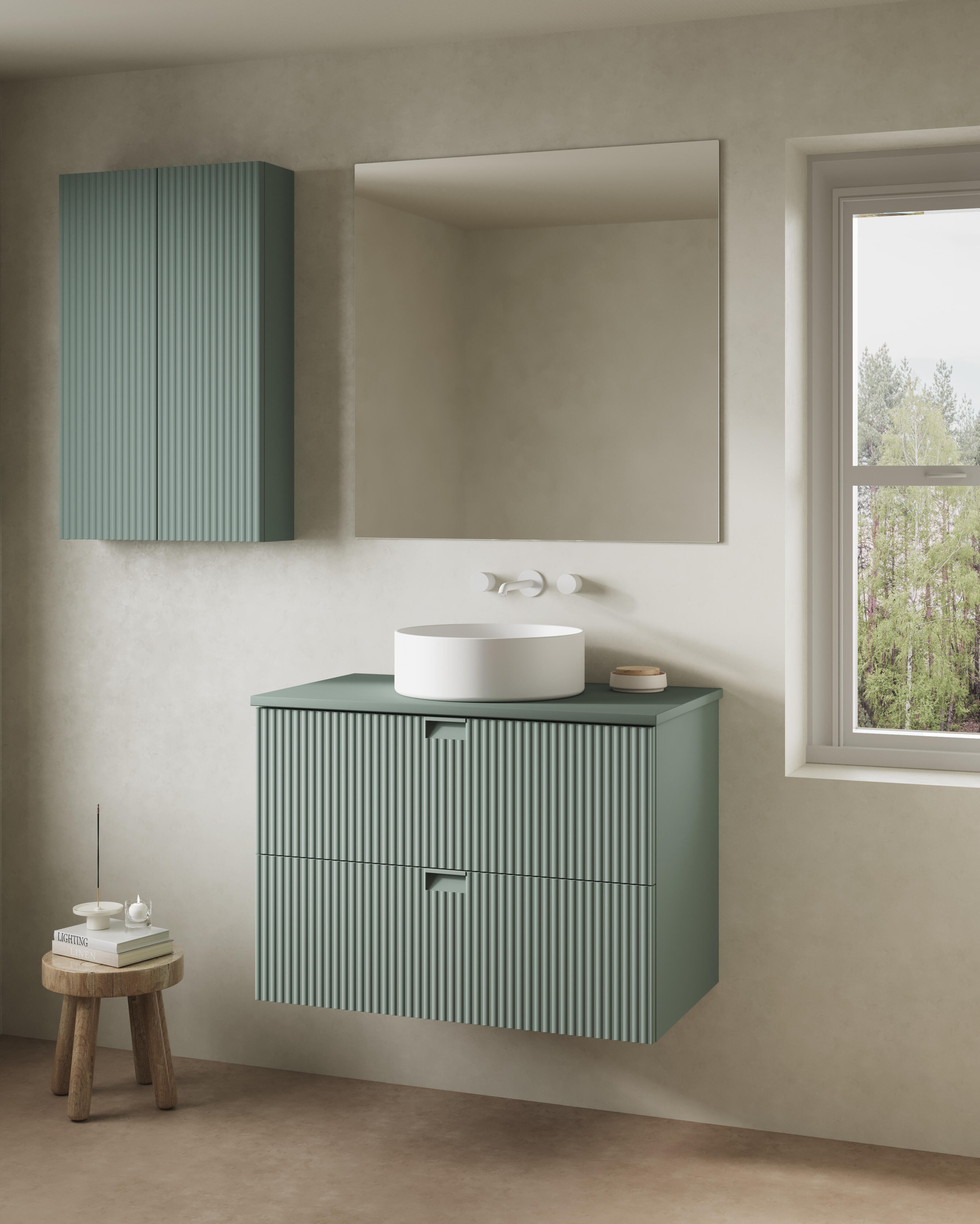 Mueble de baño con lavabo lignes verde 80x45.4 cm