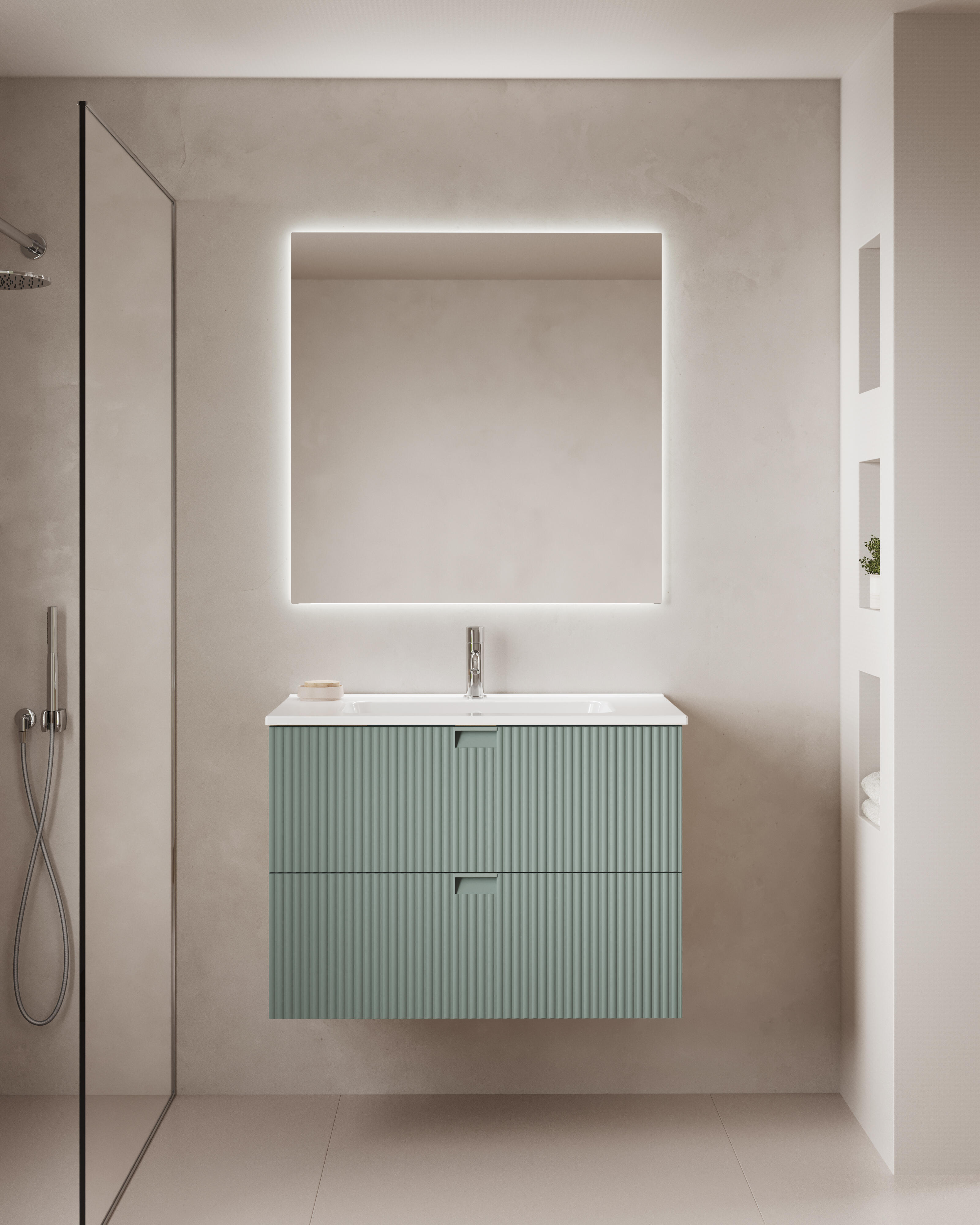 Mueble de baño con lavabo lignes verde 80x45.4 cm