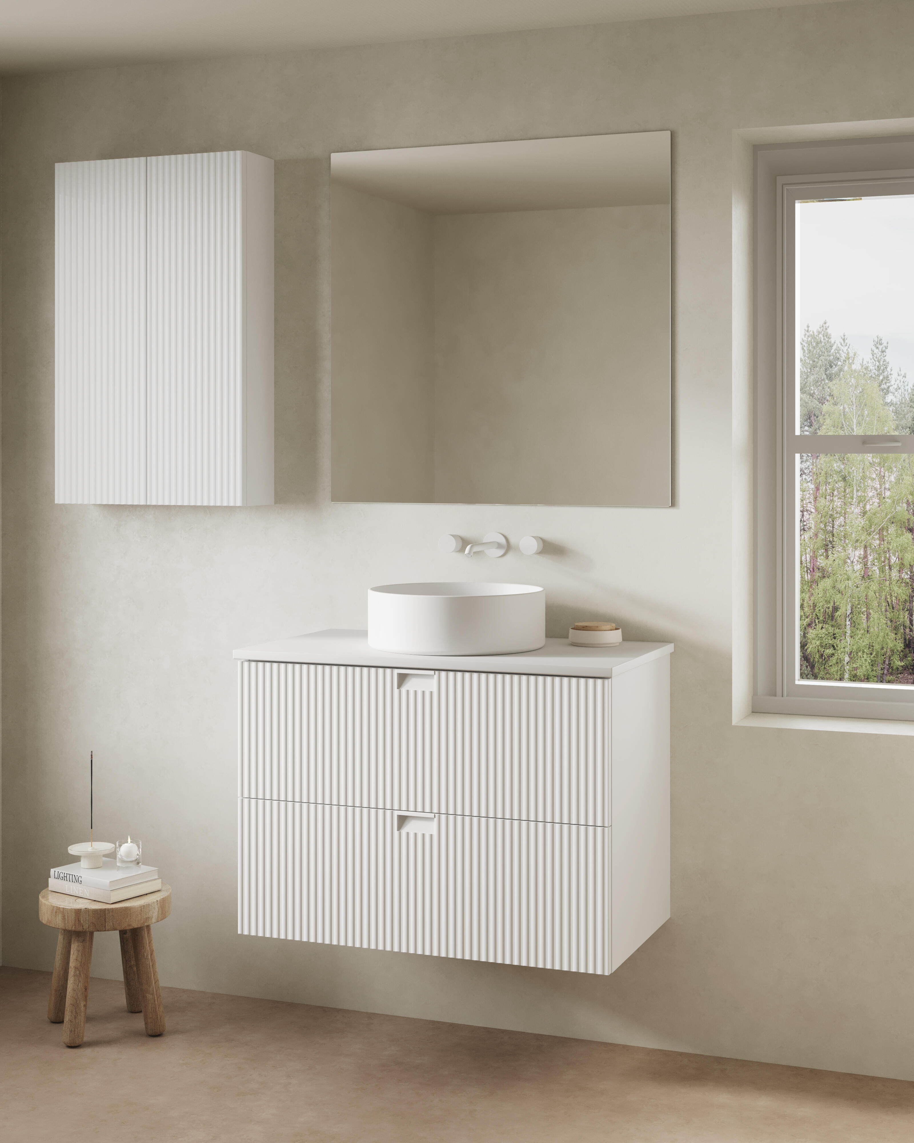 Mueble de baño con lavabo lignes blanco 80x45.4 cm