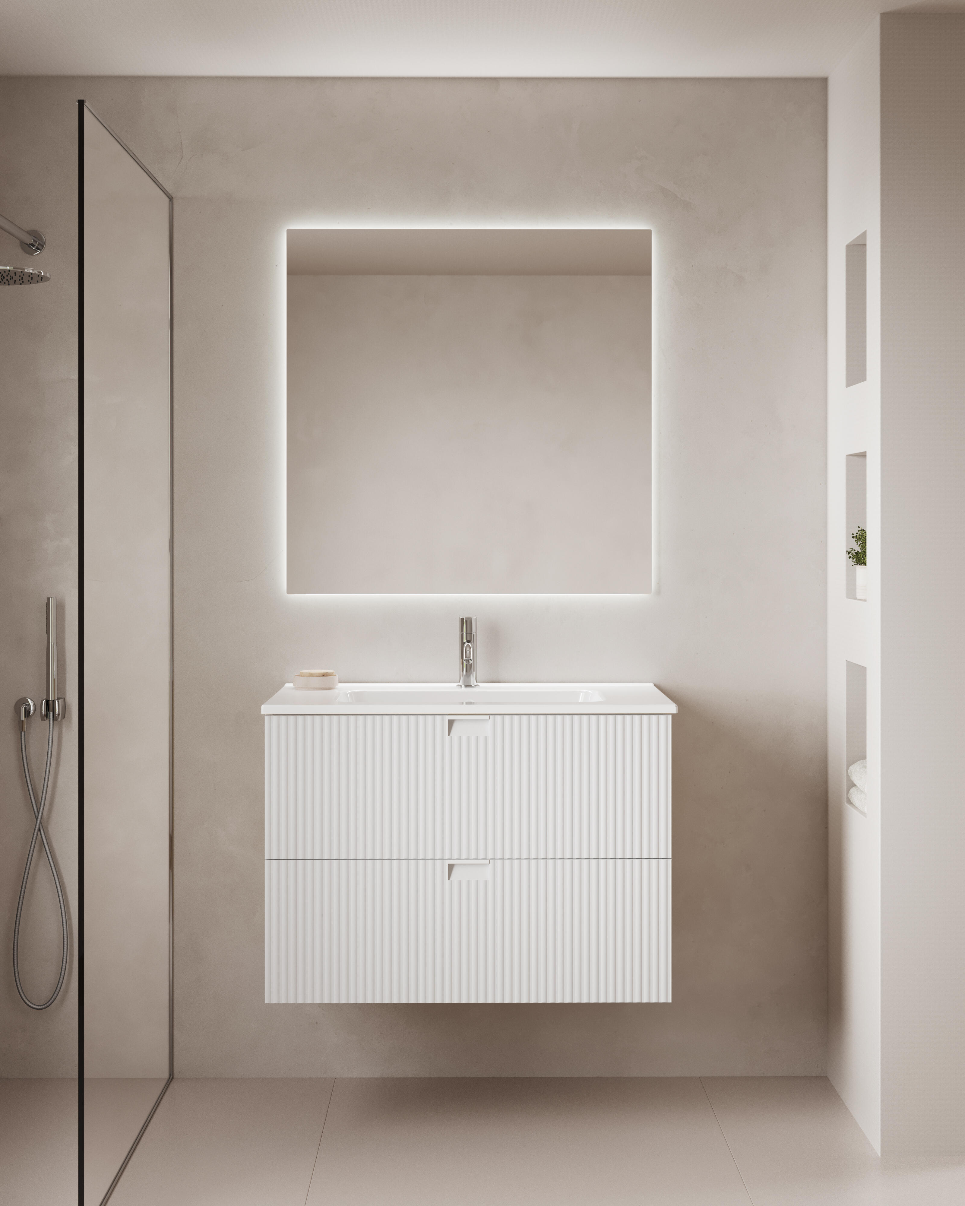 Mueble de baño con lavabo lignes blanco 80x45.4 cm