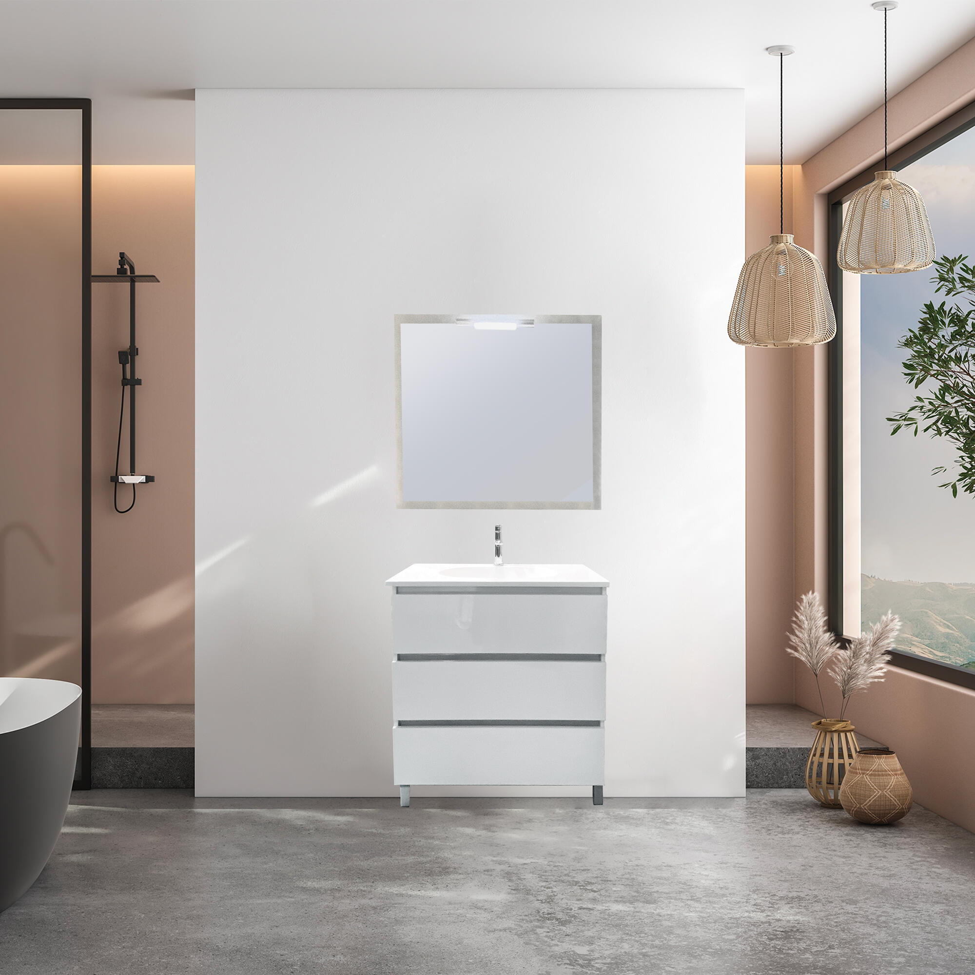 Conjunto de mueble de baño laris 3c 90 cm blanco