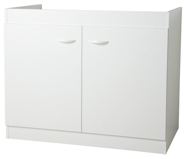 Meuble bas sous évier blanc 2 portes Larg.100 cm