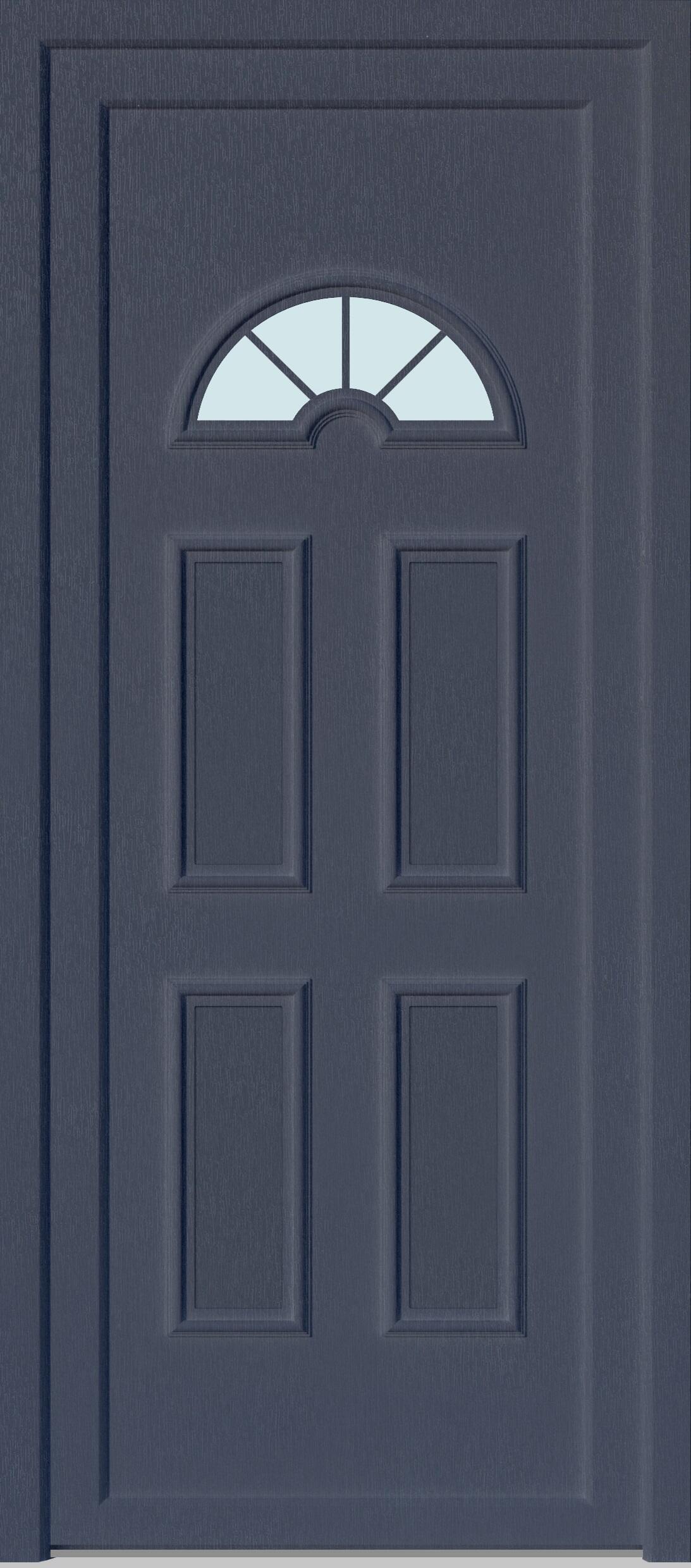 Porte d'entrée PVC grise poussant droit H.215 x l.90 cm Elise - 4