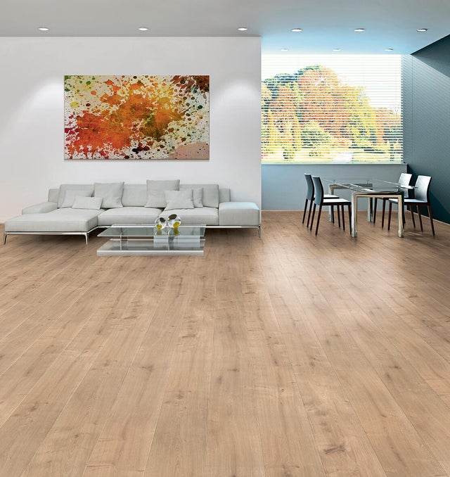 Sol stratifié chêne naturel New England MOD 04 AC4 Ep. 8 mm L. 128,5 x l. 19,2 cm -KRONOSPAN    