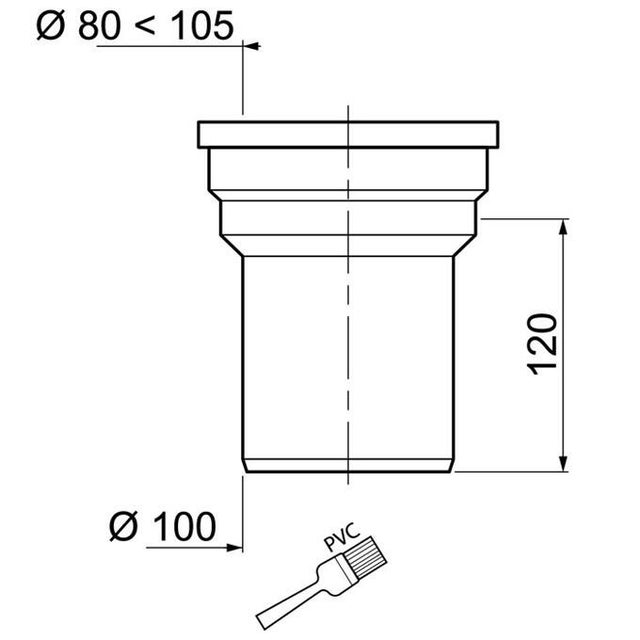 Manchon droit pour sortie de cuvette WC Ø100 mm WIRQUIN PRO
