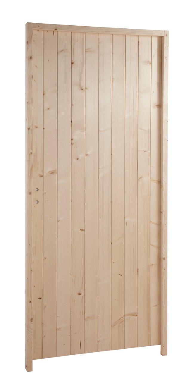 PORTE DE SERVICE SAPIN BOIS POUSSANT DROIT 200x80 cm