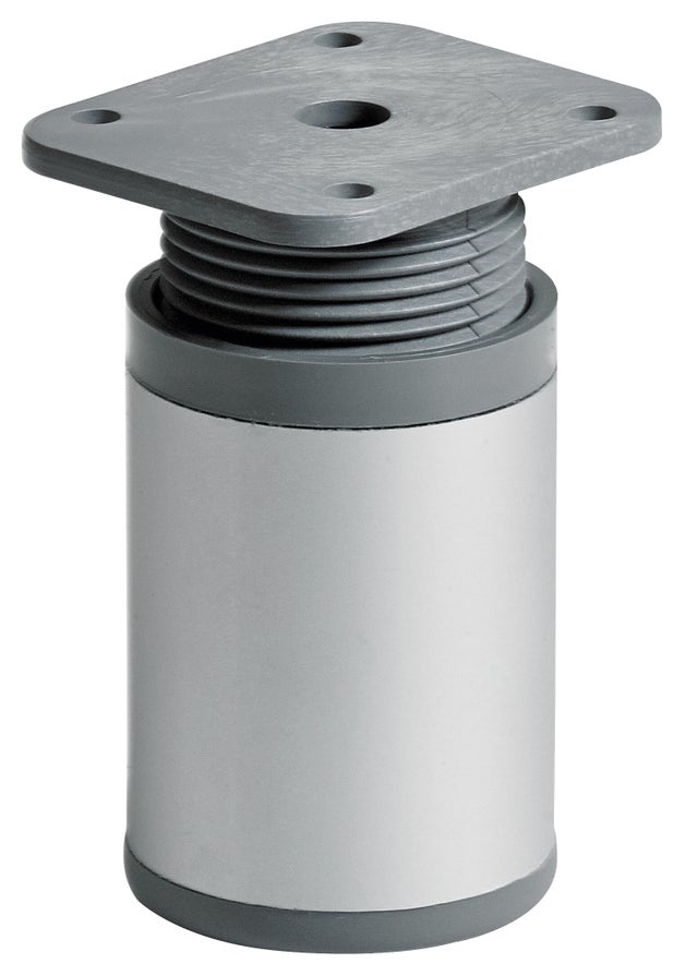Pied de meuble rond en ABS téléscopique H.6 à 8 cm Diam.4 cm gris - HETTICH